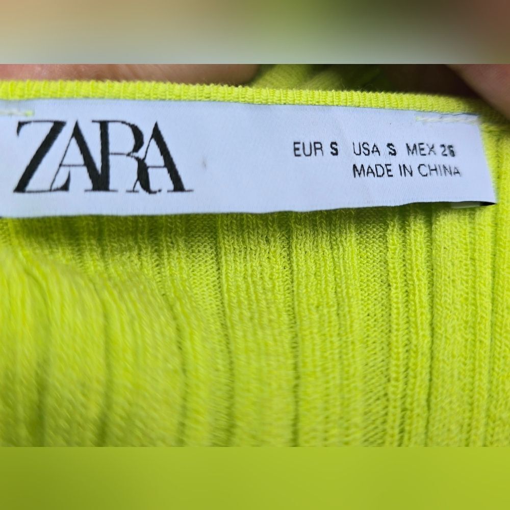 Zara Lime Green Cutout Ribbed Knit Maxi Dress Size S - Like New - Picture 4 of 9